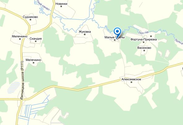 Часть карты Яндекс - схема проезда к СНТ.